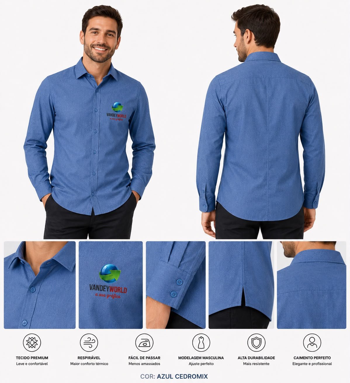 CAMISA SOCIAL CEDROMIX MANGA LONGA