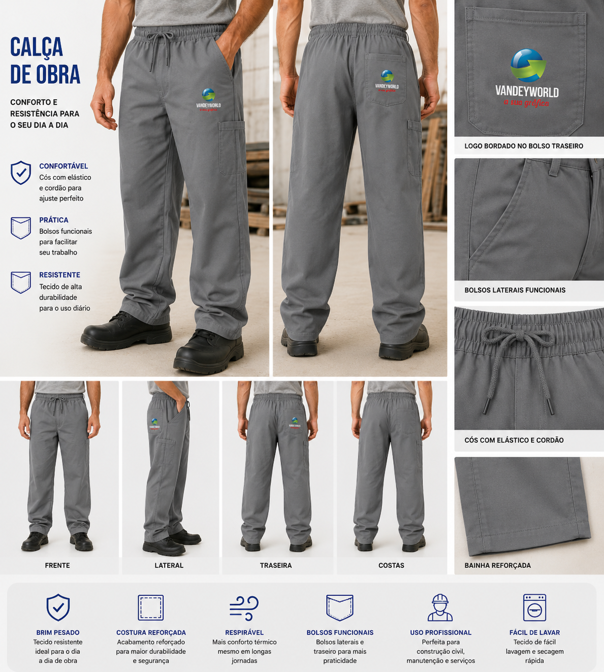CALÇA OBRA BRIM