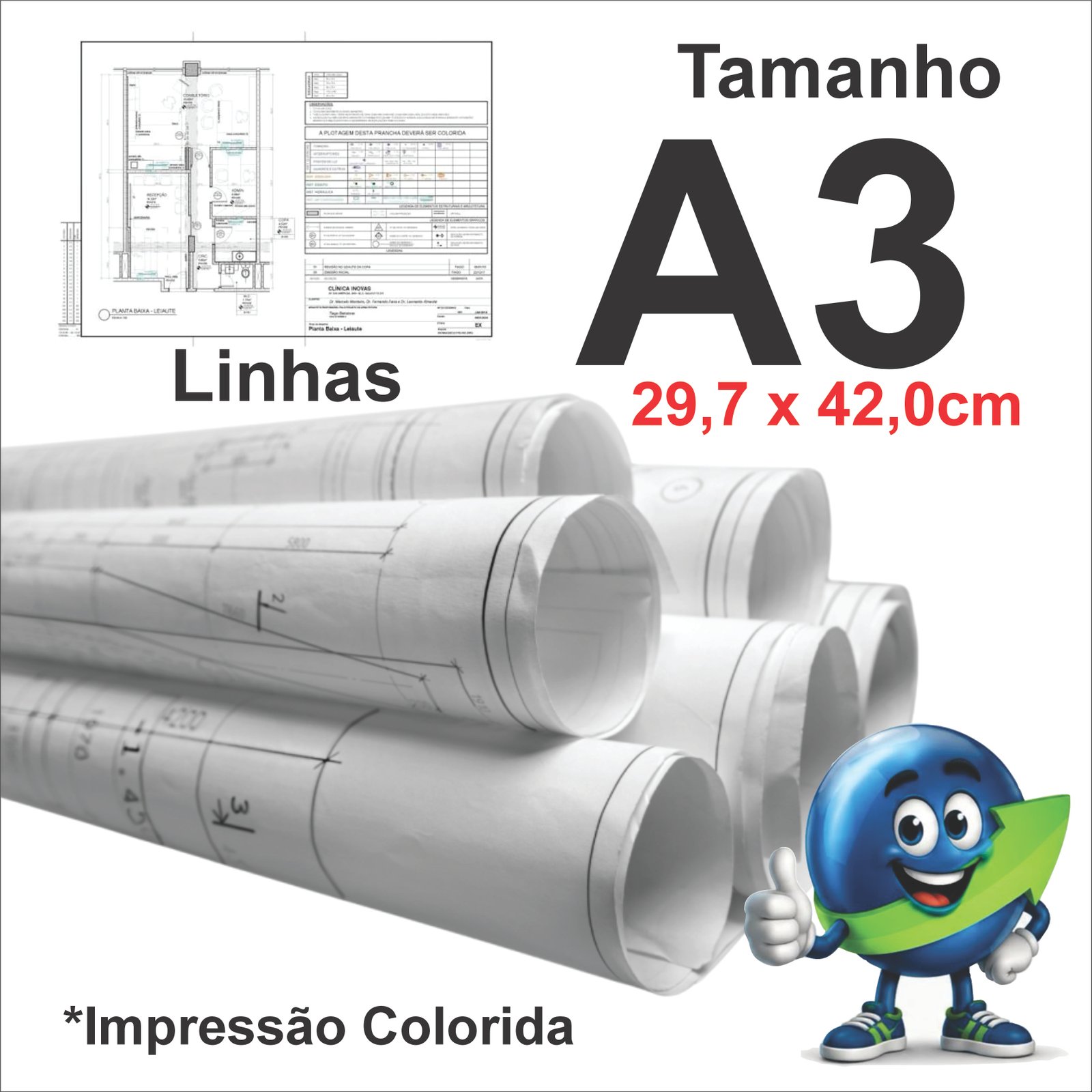 PLANTA A3 LINHAS PRETO E COR 75G SULFITE