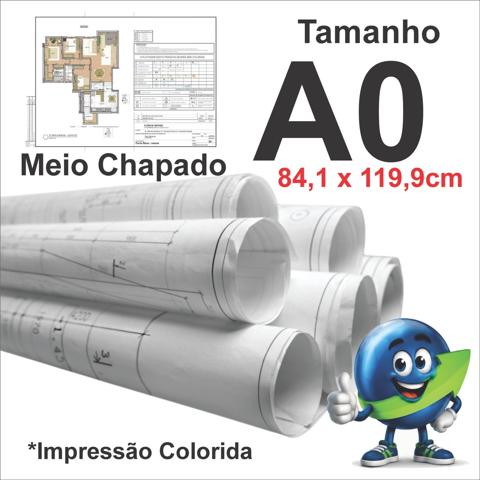 PLANTA A0 MEIO CHAPADO PRETO E COR 90G SULFITE - PLOTER ECO