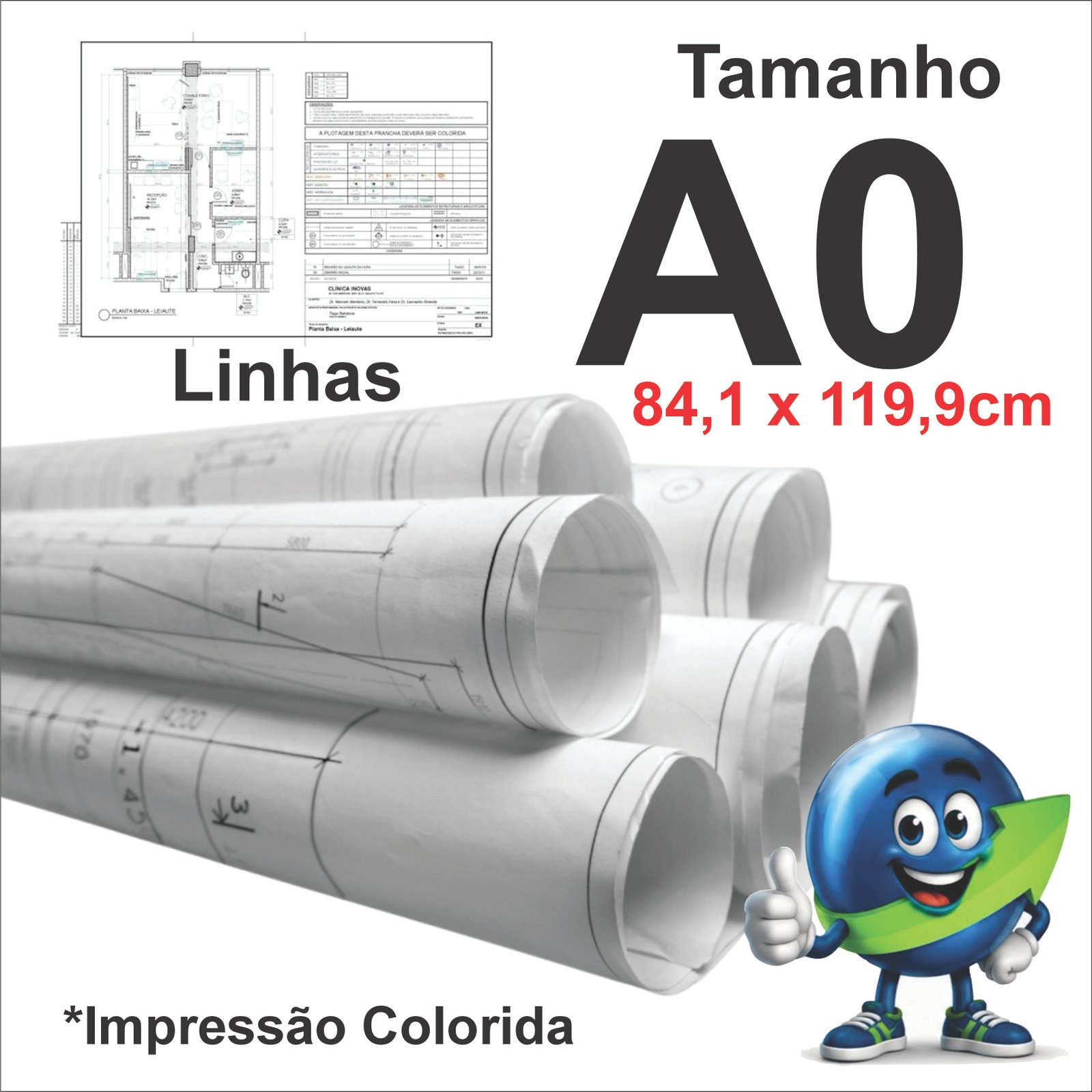 PLANTA A0 LINHAS PRETO E COR 90G SULFITE - PLOTER ECO