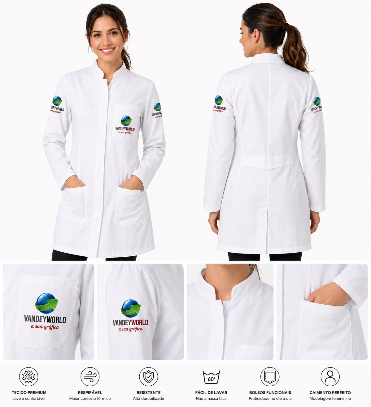 JALECO BOORDADO PEITO E MANGA