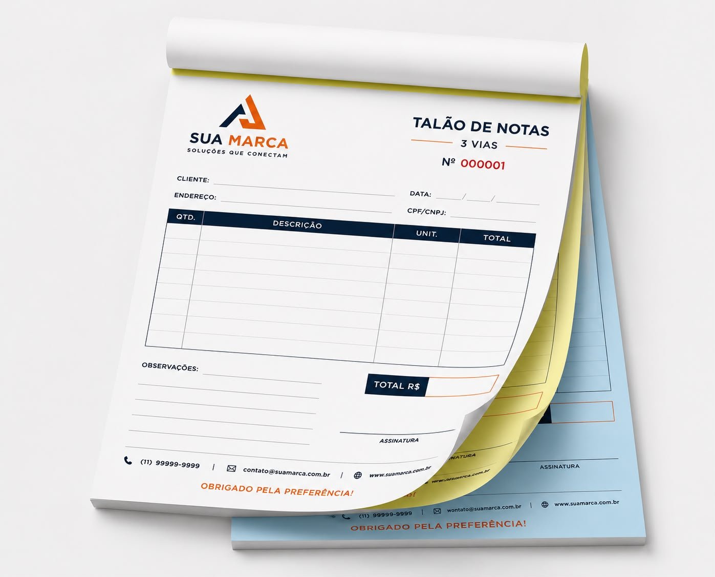 TALÃO 21X30 - 3 VIAs - C/ NUMERAÇÃO - C/ PICOTE