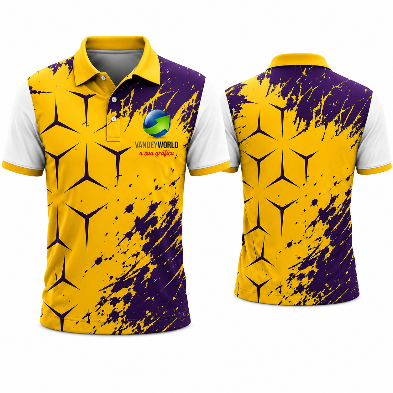 CAMISA POLO ESTAMPA TOTAL FRENTE E COSTA
