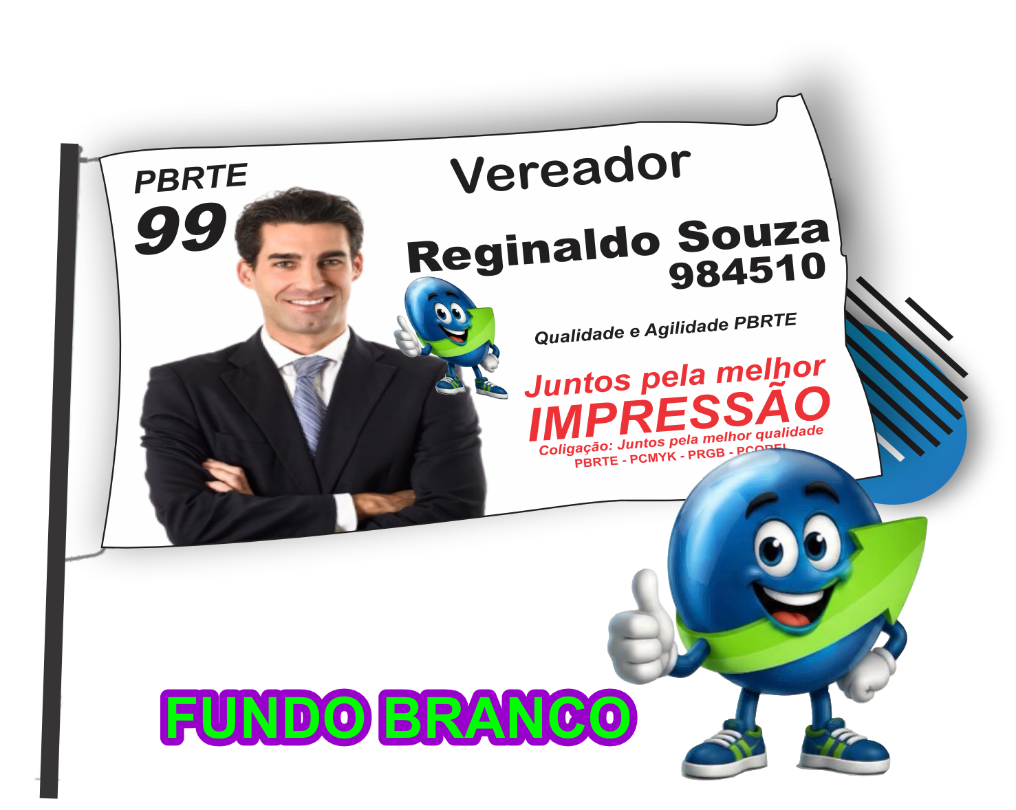 BANDEIRA ESTAMPA FRENTE FUNDO BRANCO