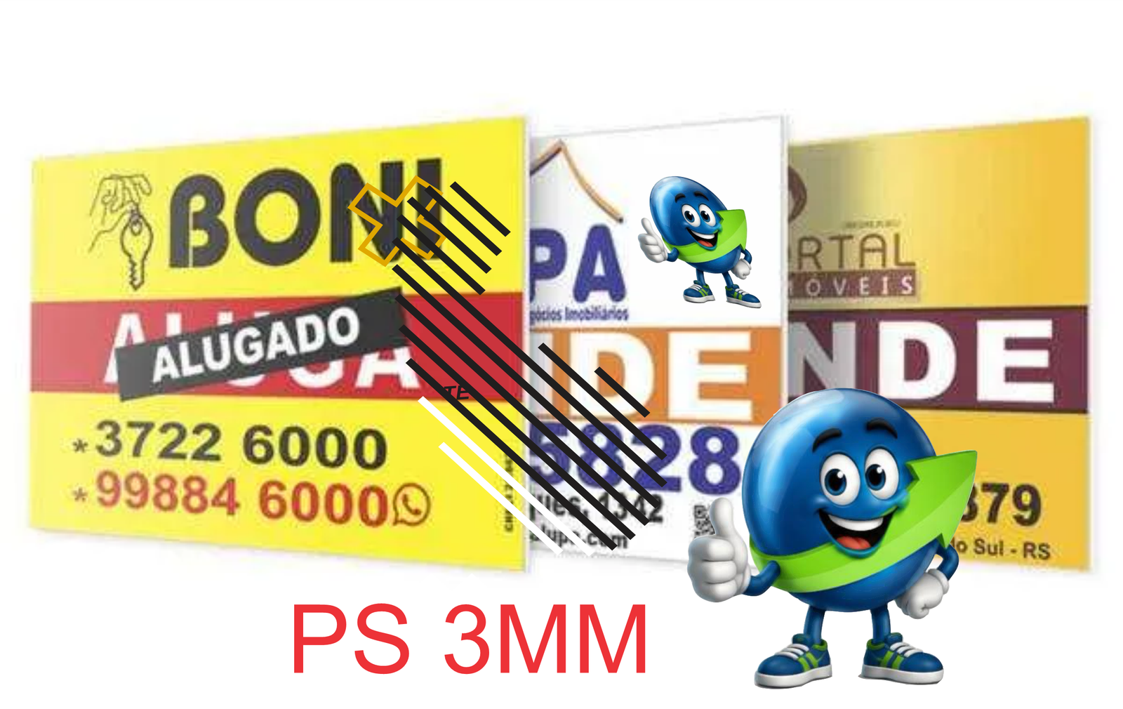 PLACA - PVC - PS 3MM ADESIVADA DE UM LADO