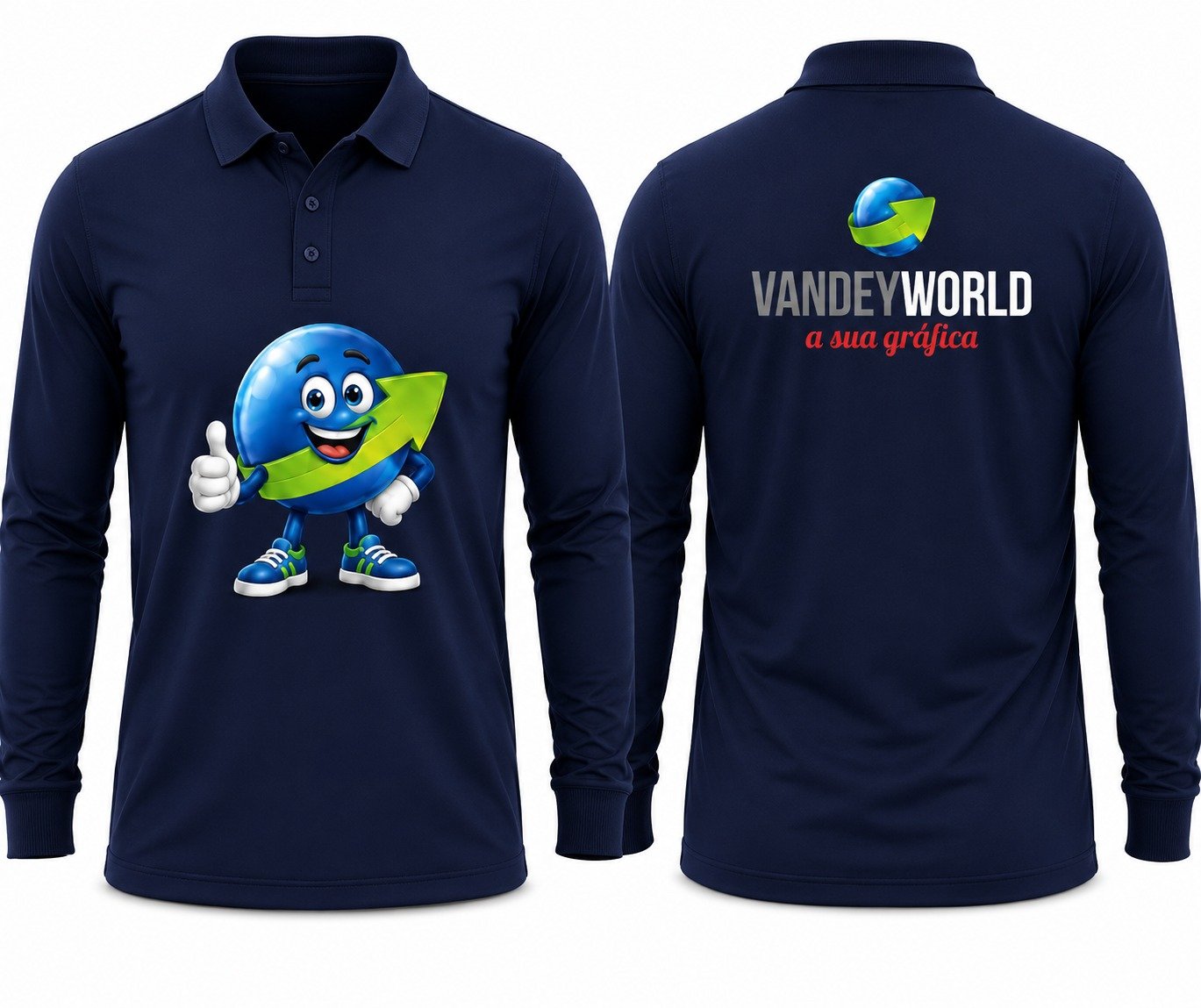 CAMISA MANGA LONGA POLO DTF FRENTE E COSTA