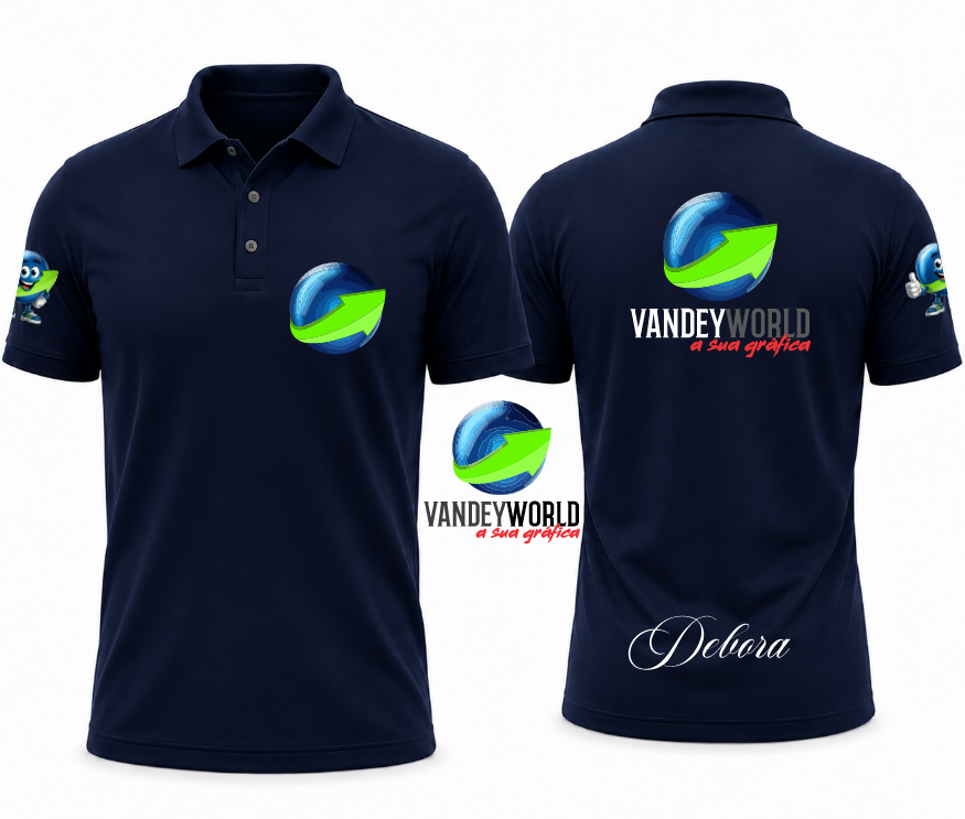 CAMISA POLO DTF PEITO, COSTA, UMA MANGA  E NOME