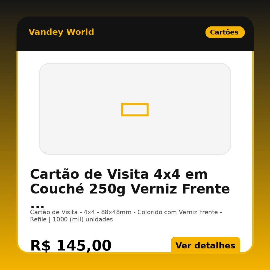 Cartão de Visita 4x4 em Couché 250g Verniz Frente ...