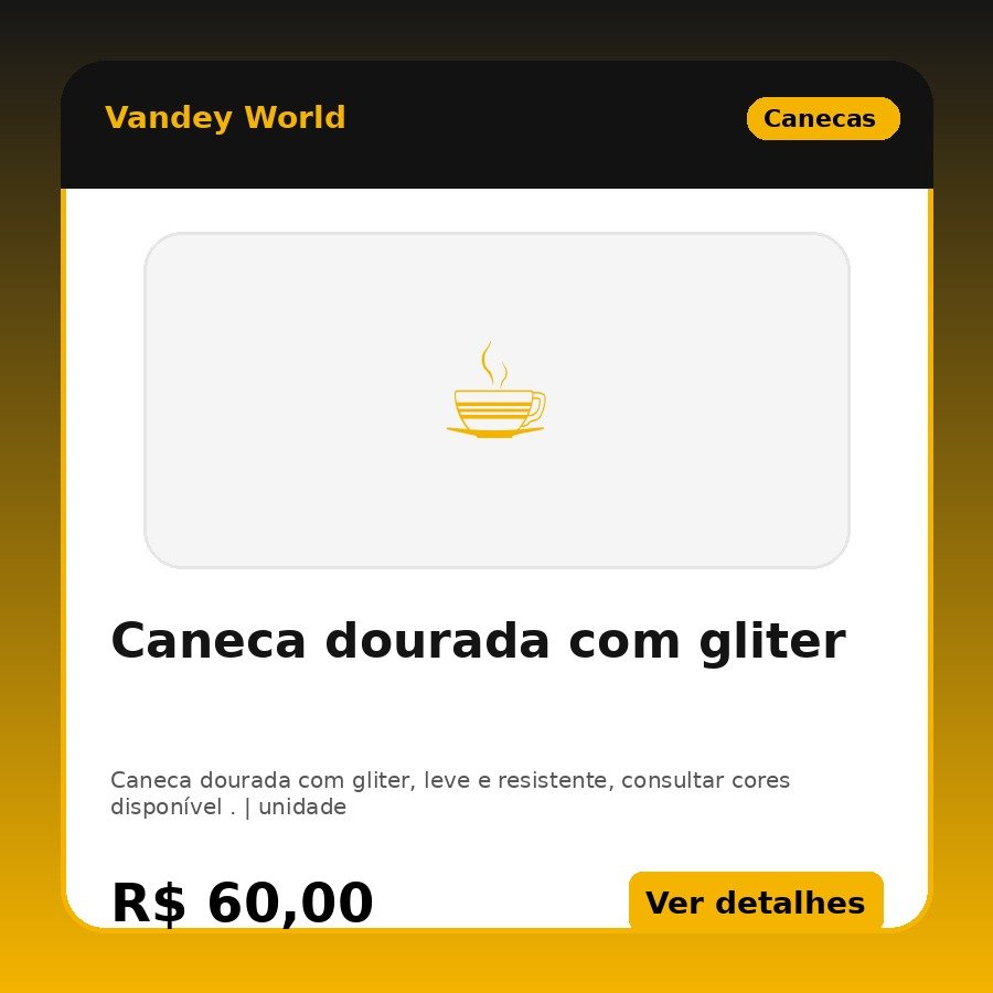 Caneca dourada com gliter