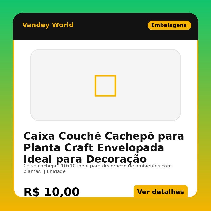 Caixa Couchê Cachepô para Planta Craft Envelopada Ideal para Decoração