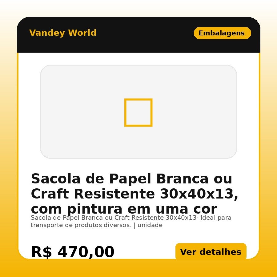 Sacola de Papel Branca ou Craft Resistente 30x40x13, com pintura em uma cor
