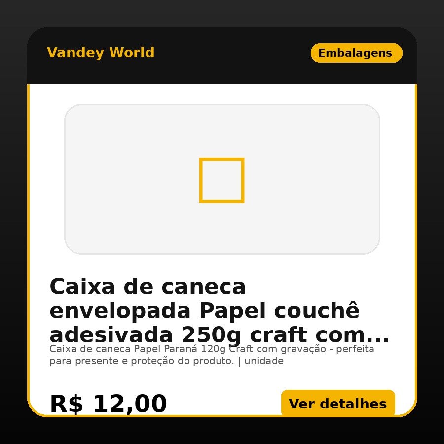 Caixa de caneca envelopada Papel couchê adesivada 250g craft com gravação
