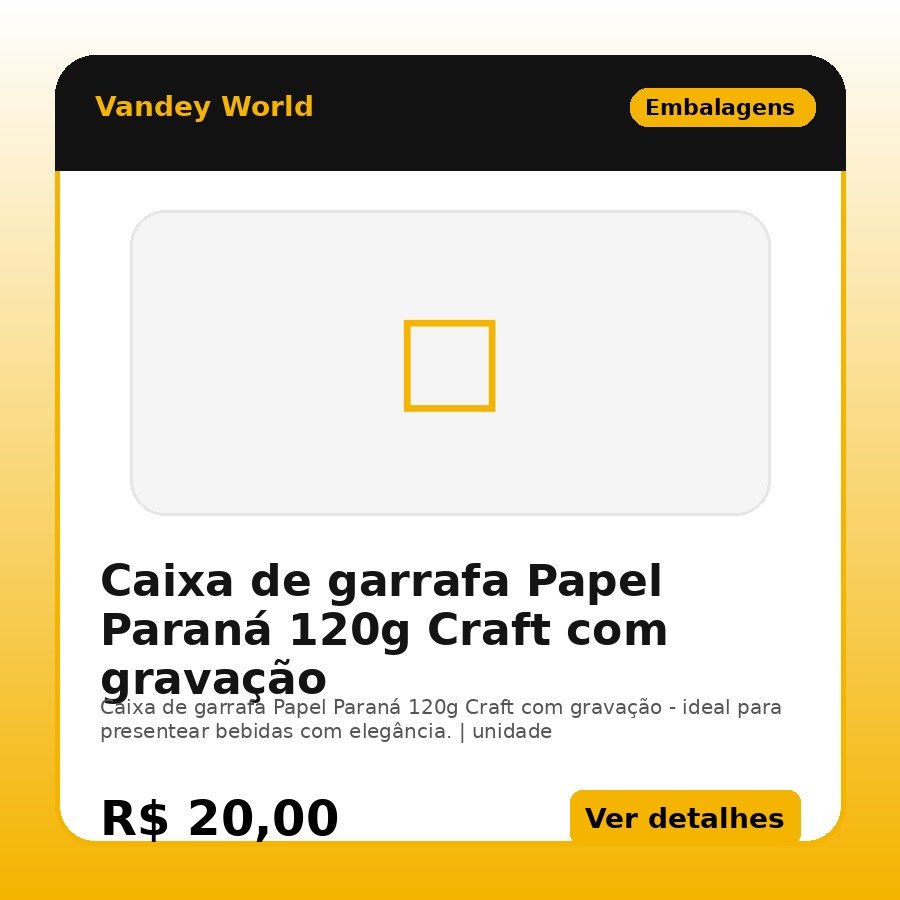 Caixa de garrafa Papel Paraná 120g Craft com gravação