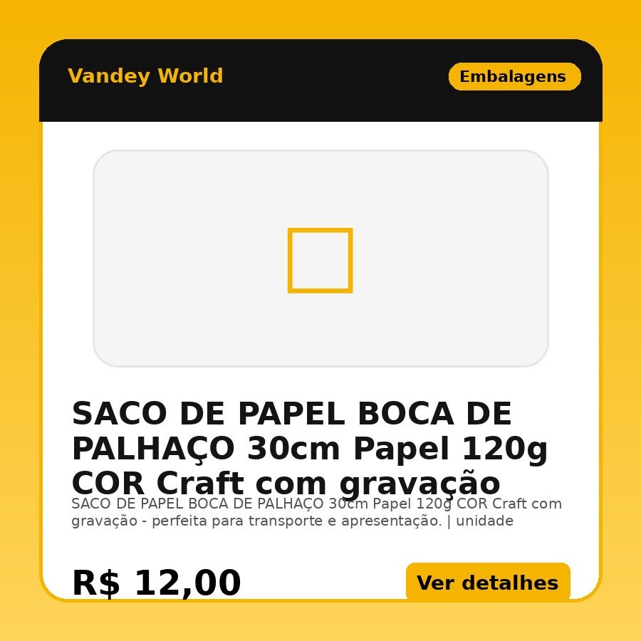 SACO DE PAPEL BOCA DE PALHAÇO 30cm Papel 120g COR Craft com gravação