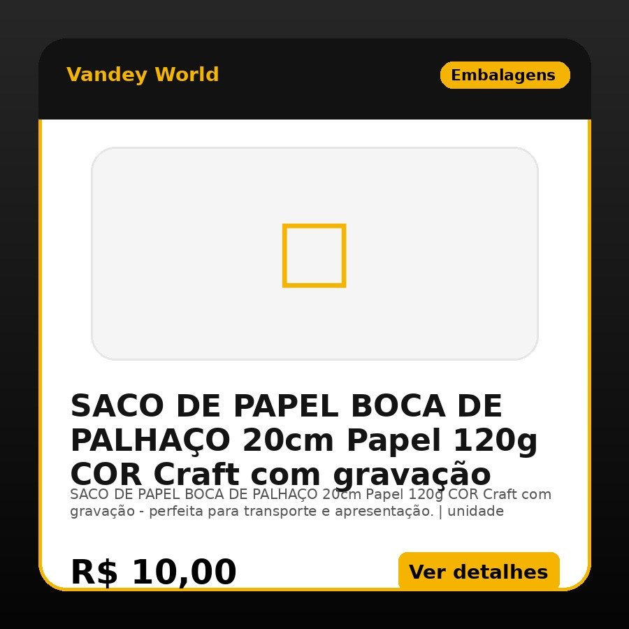 SACO DE PAPEL BOCA DE PALHAÇO 20cm Papel 120g COR Craft com gravação