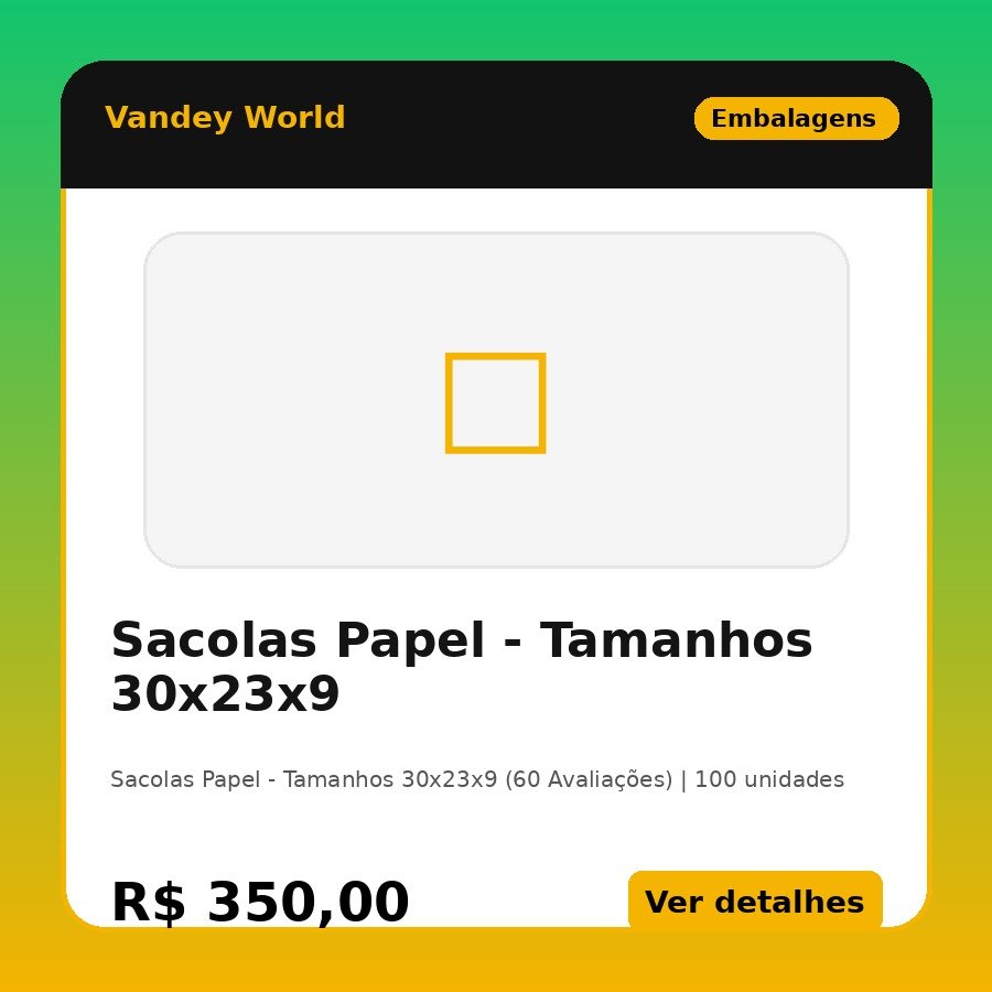 Sacolas Papel - Tamanhos 30x23x9