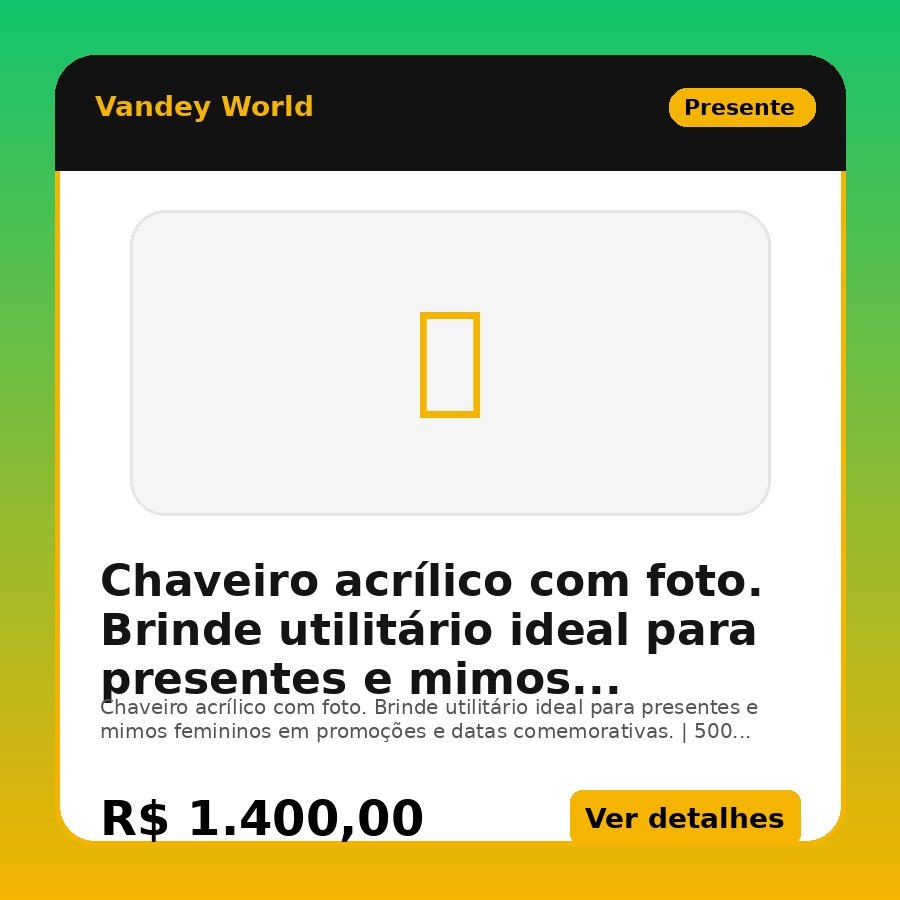 Chaveiro acrílico com foto. Brinde utilitário ideal para presentes e mimos femininos em promoções e datas comemorativas.