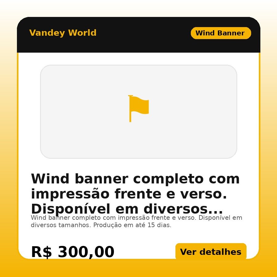 Wind banner completo com impressão frente e verso. Disponível em diversos tamanhos. Produção em até 15 dias.