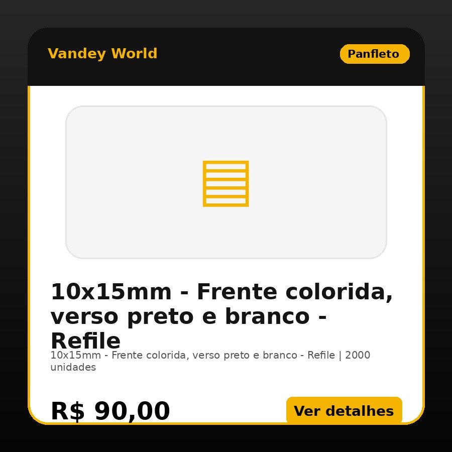 10x15mm - Frente colorida, verso preto e branco - Refile