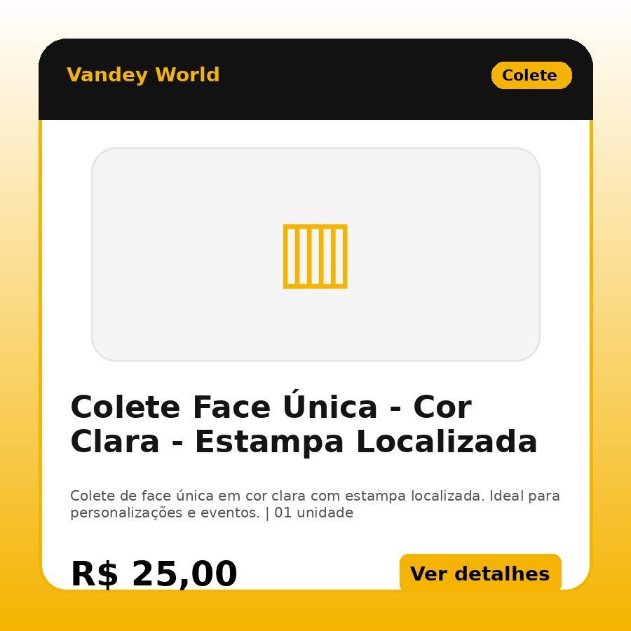 Colete Face Única - Cor Clara - Estampa Localizada