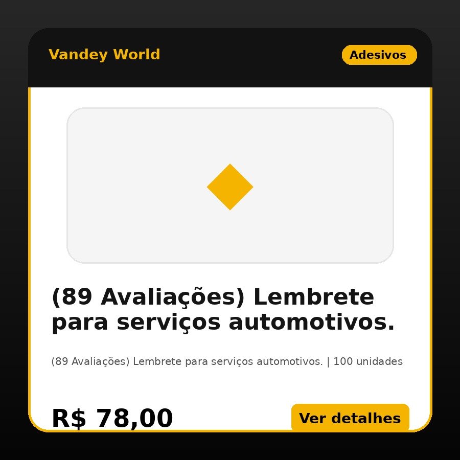 (89 Avaliações) Lembrete para serviços automotivos.