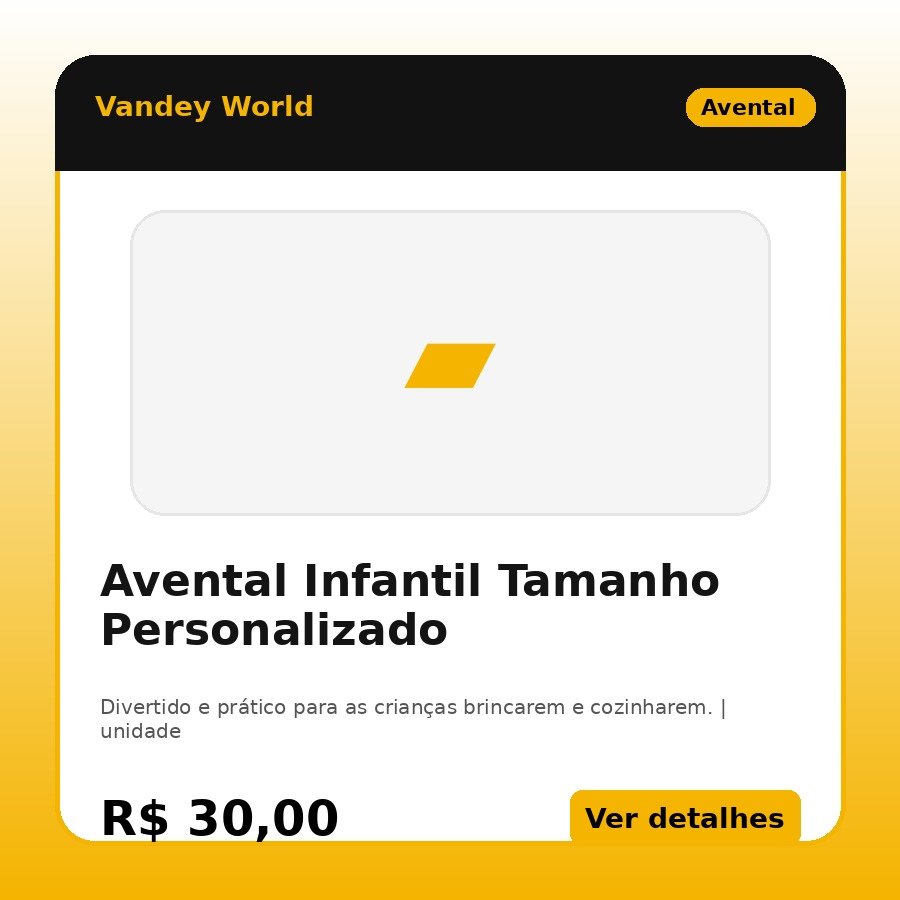 Avental Infantil Tamanho Personalizado