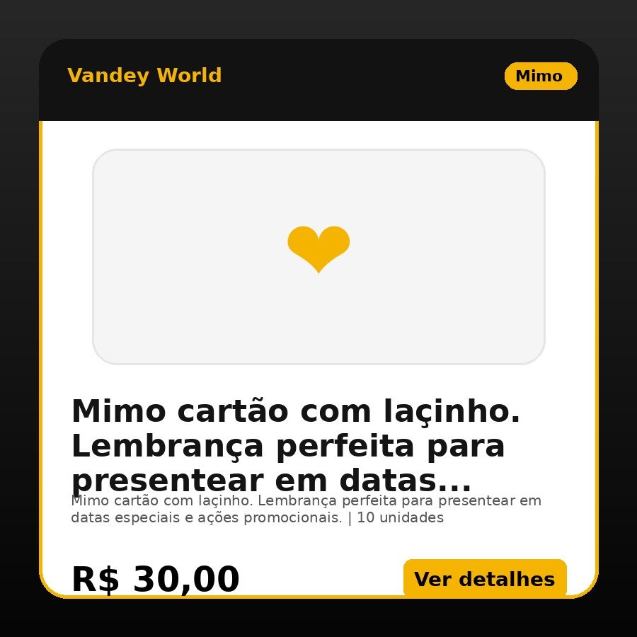 Mimo cartão com laçinho. Lembrança perfeita para presentear em datas especiais e ações promocionais.