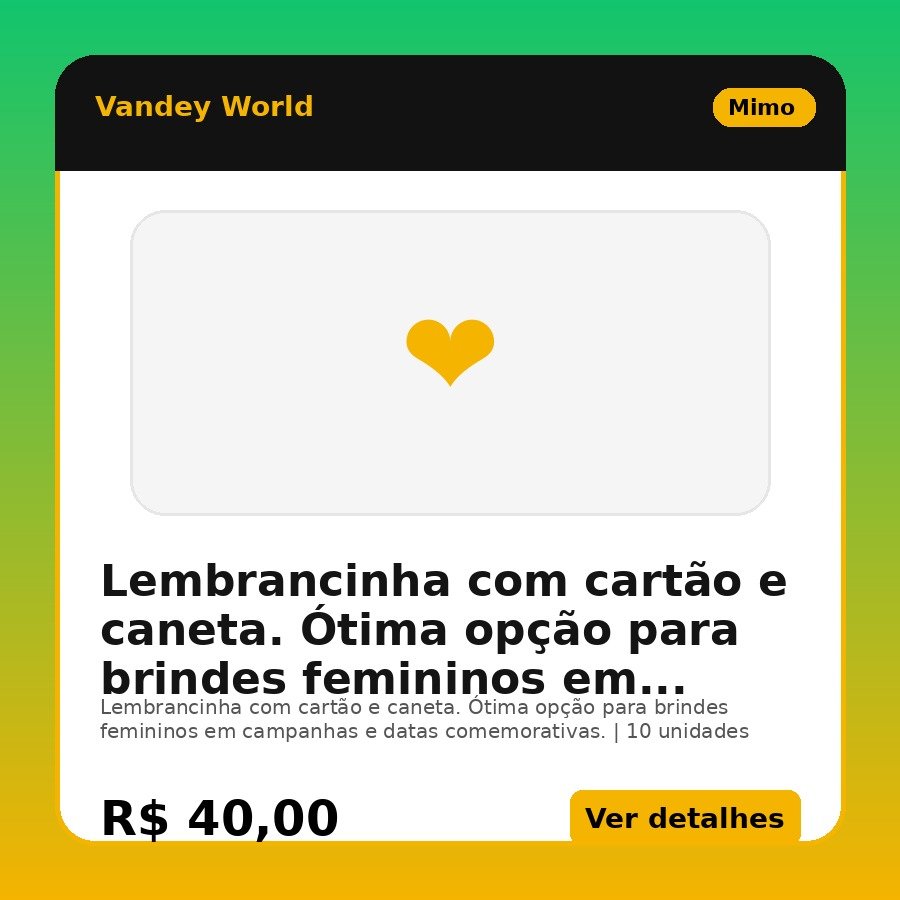 Lembrancinha com cartão e caneta. Ótima opção para brindes femininos em campanhas e datas comemorativas.