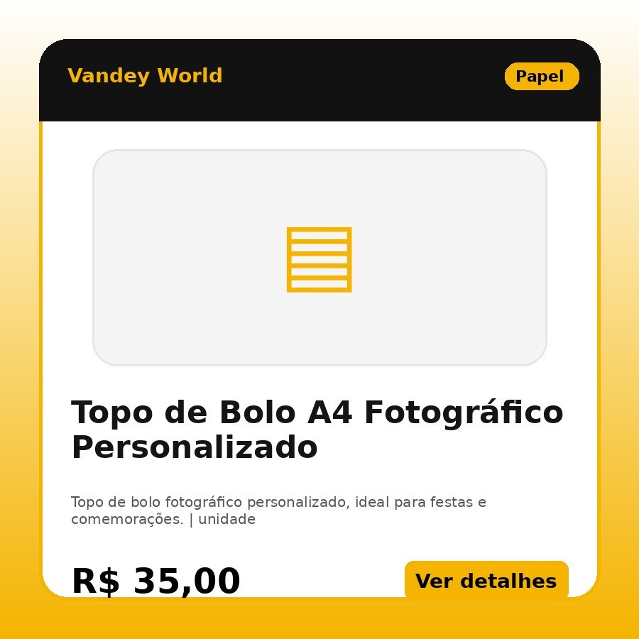 Topo de Bolo A4 Fotográfico Personalizado