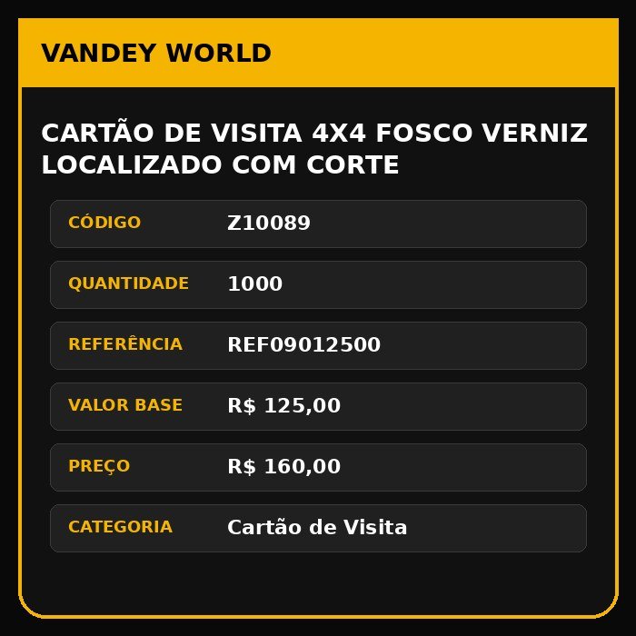 cartão de visita 4x4 fosco verniz localizado com corte