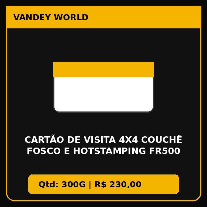 cartão de visita 4x4 COUCHÊ FOSCO E HOTSTAMPING FR500