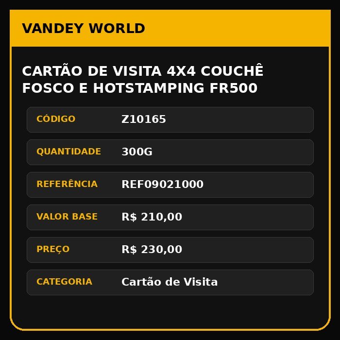 cartão de visita 4x4 COUCHÊ FOSCO E HOTSTAMPING FR500