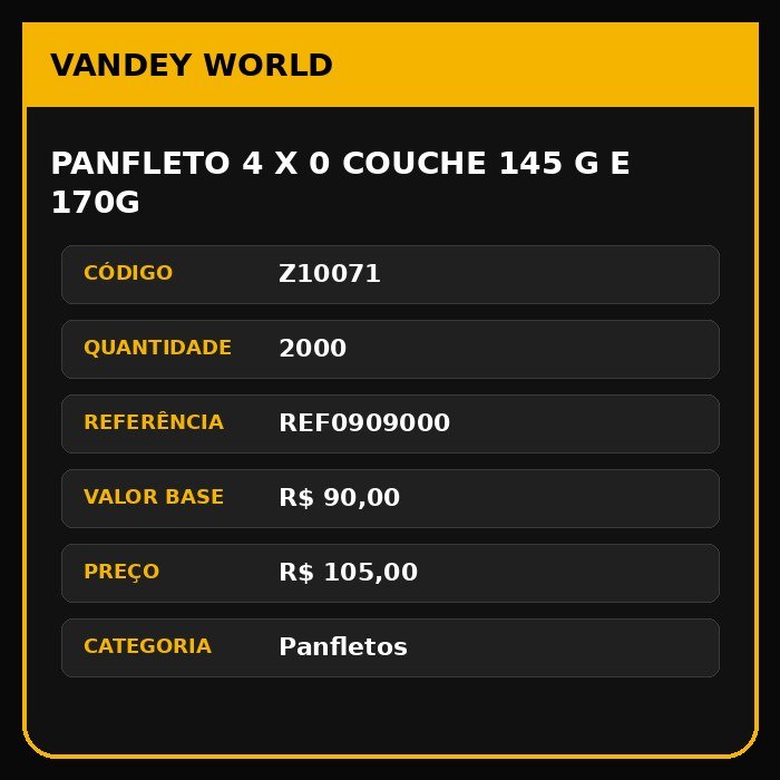 Panfleto 4 x 0 couche 145 g E 170G