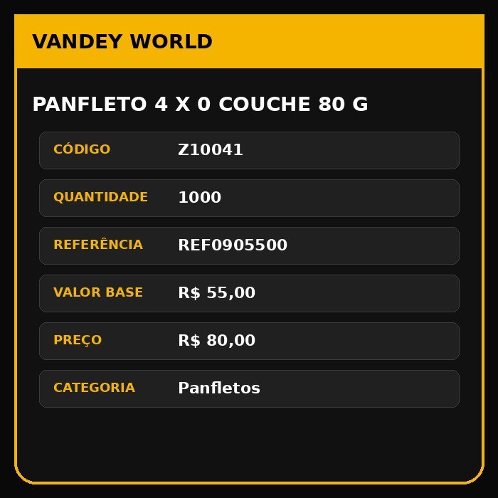 Panfleto 4 x 0 couche 80 g
