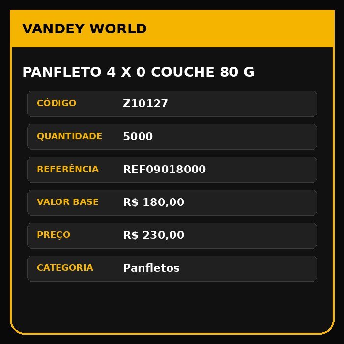 Panfleto 4 x 0 couche 80 g