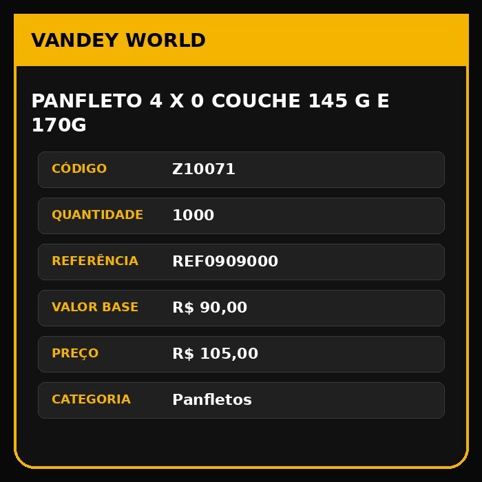 Panfleto 4 x 0 couche 145 g E 170G