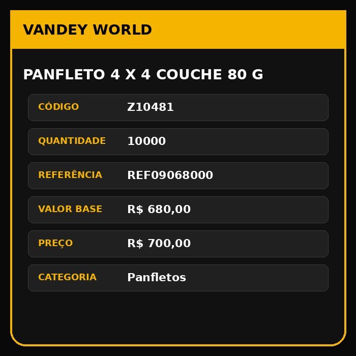 Panfleto 4 x 4 couche 80 g