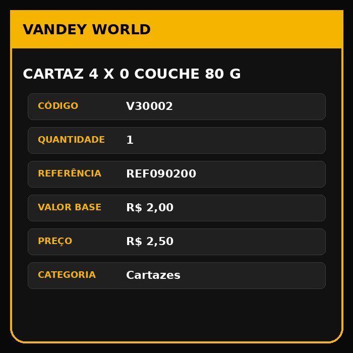 Cartaz 4 x 0 couche 80 g