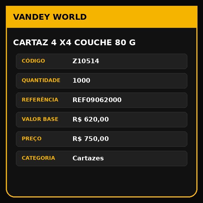 Cartaz 4 x4 couche 80 g