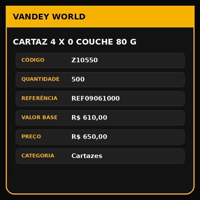 Cartaz 4 x 0 couche 80 g