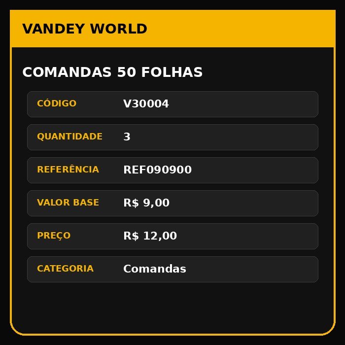 COMANDAS 50 FOLHAS