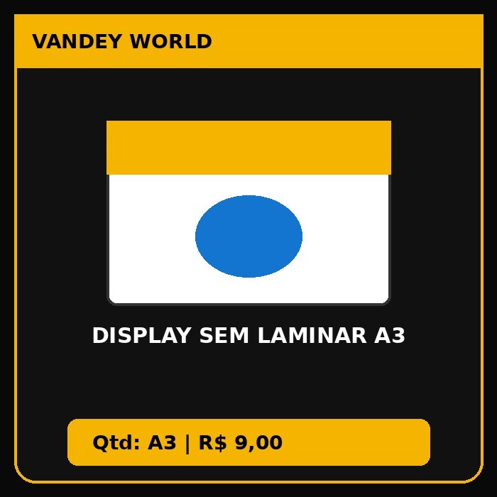 DISPLAY SEM LAMINAR A3