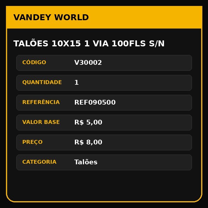Talões 10x15 1 ViA 100Fls s/n
