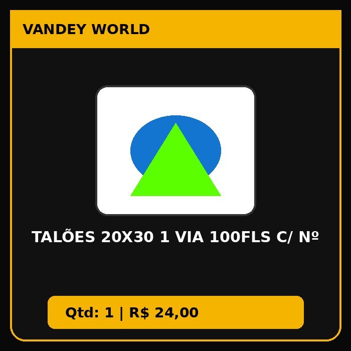 Talões 20X30 1 Via 100Fls C/ Nº