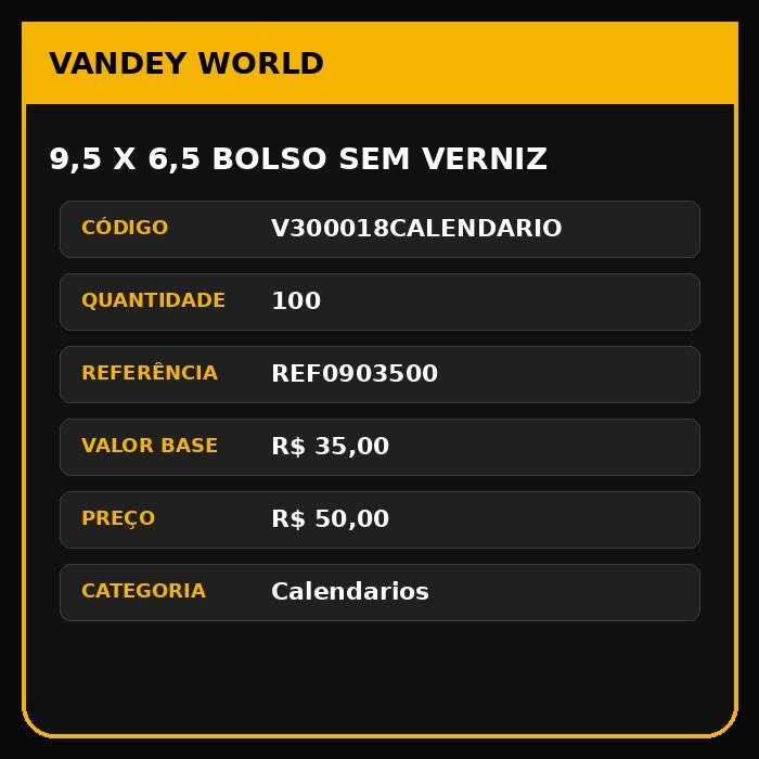 9,5 X 6,5 BOLSO SEM VERNIZ