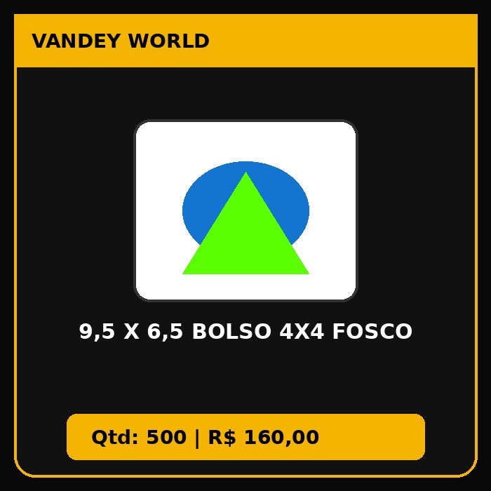 9,5 X 6,5 BOLSO 4X4 FOSCO