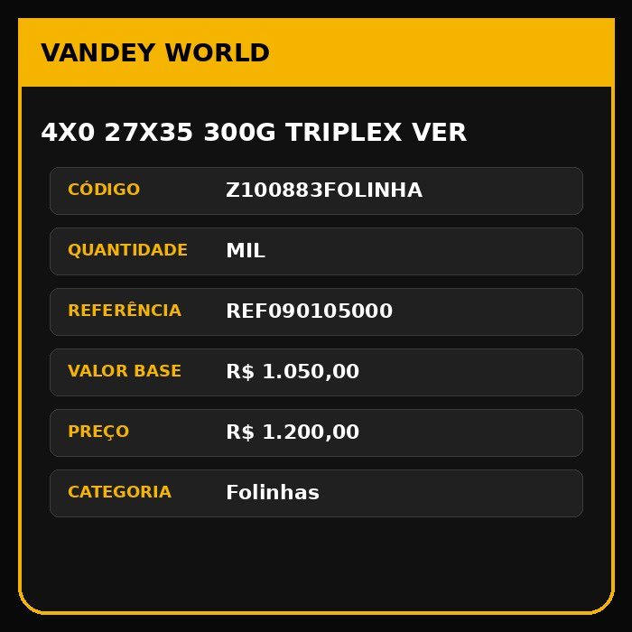 4X0 27X35 300G TRIPLEX VER