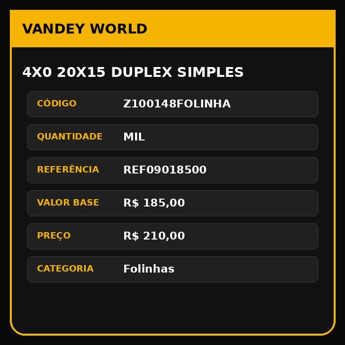 4X0 20X15 DUPLEX SIMPLES