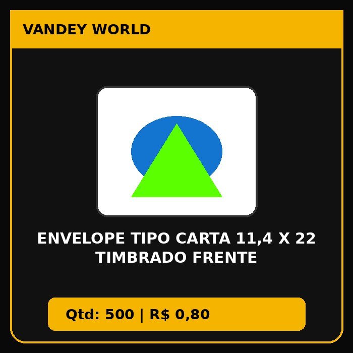 ENVELOPE TIPO CARTA 11,4 X 22 TIMBRADO FRENTE